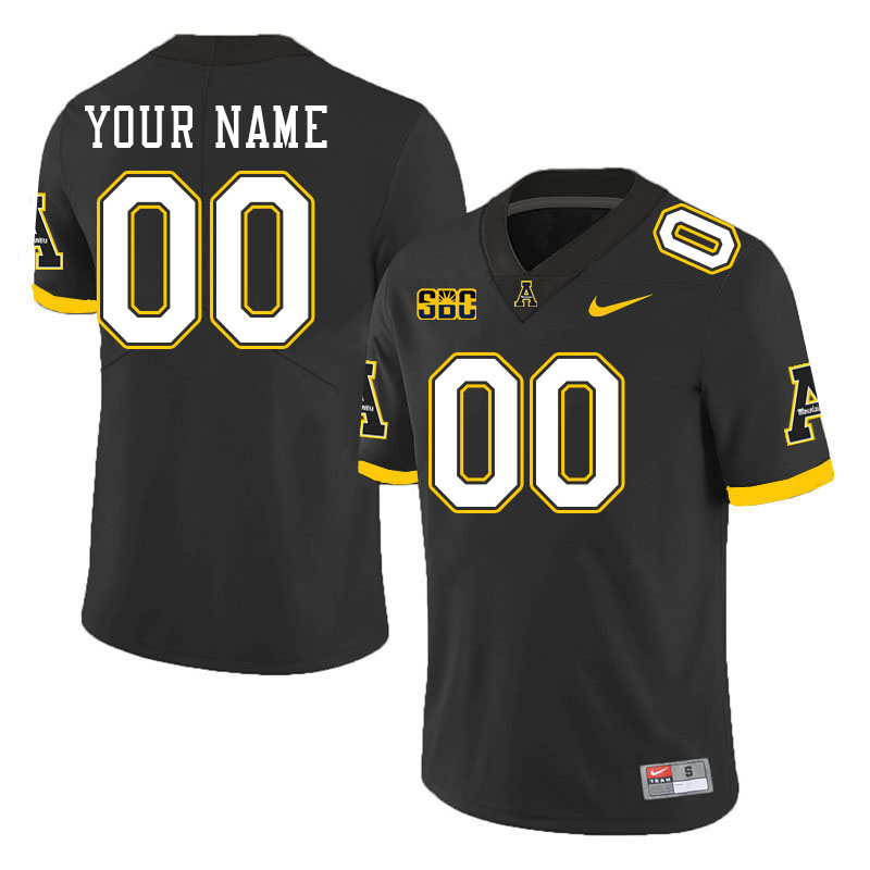 Custom Appalachian State Mountaineers Name And Number Football Jerseys-Black